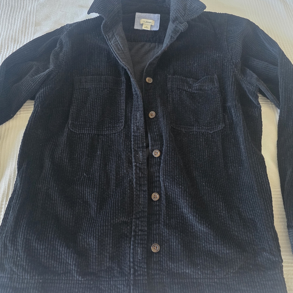 L.L. Bean Navy Blue Corduroy Button Front Jacket Shirt Size S